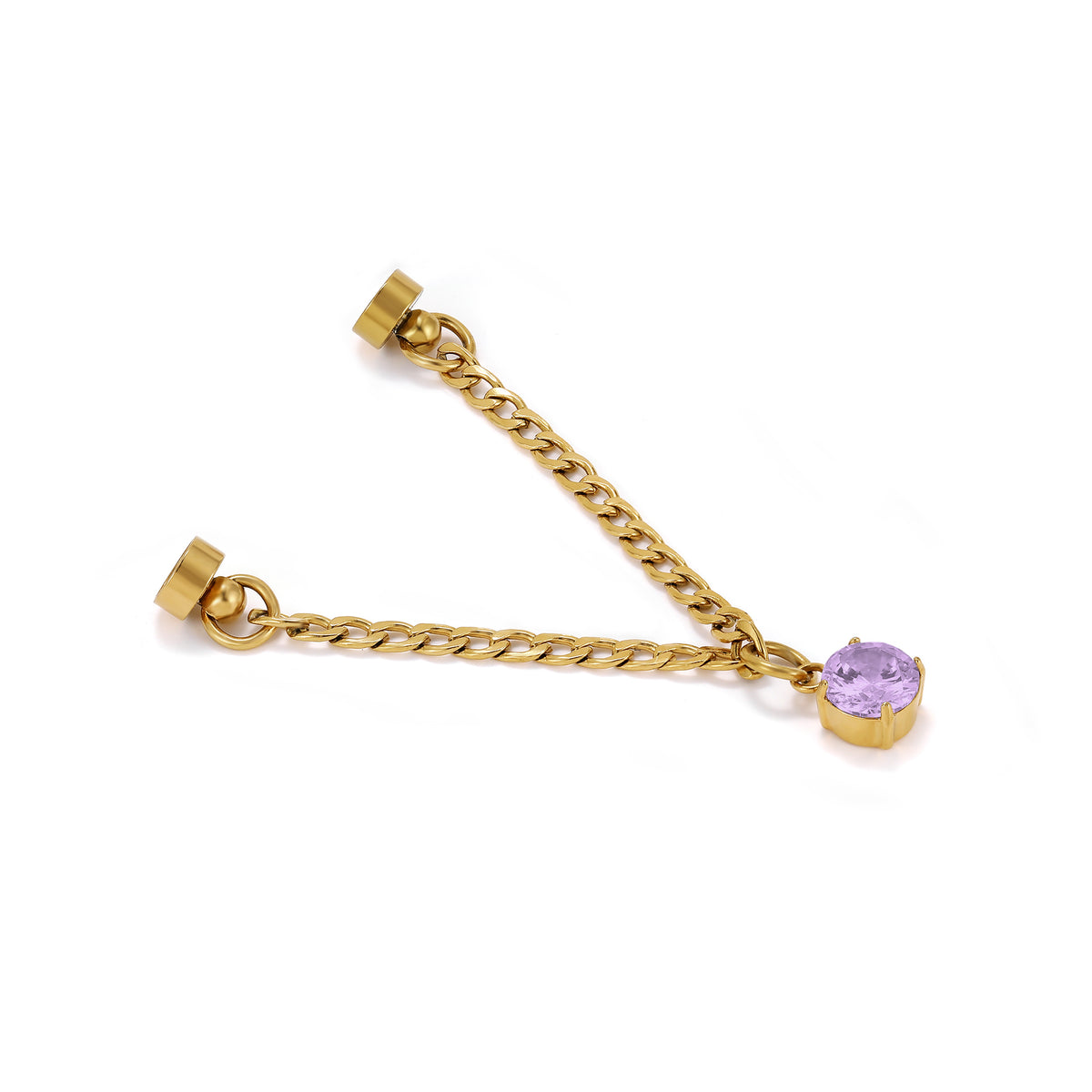 Weinglas-Charm Lavendel in Gold, mit geöffnetem Magnetverschluss – Glasmarker aus Edelstahl 304 mit Magnetverschluss von Tablemuse