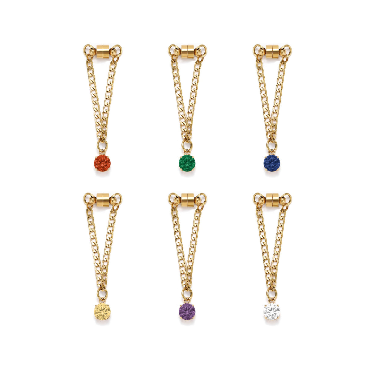 Weinglas-Charm Set mit sechs Glasmarkern in Gold – Kristallsteine an Gliederkette mit Magnetverschluss von Tablemuse