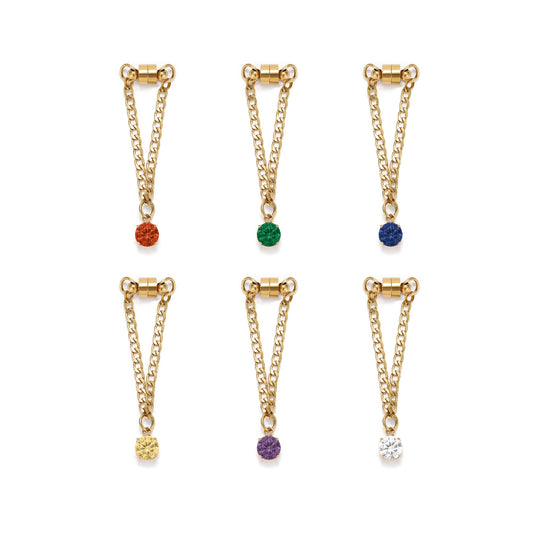 Weinglas-Charm Set mit sechs Glasmarkern in Gold – Kristallsteine an Gliederkette mit Magnetverschluss von Tablemuse