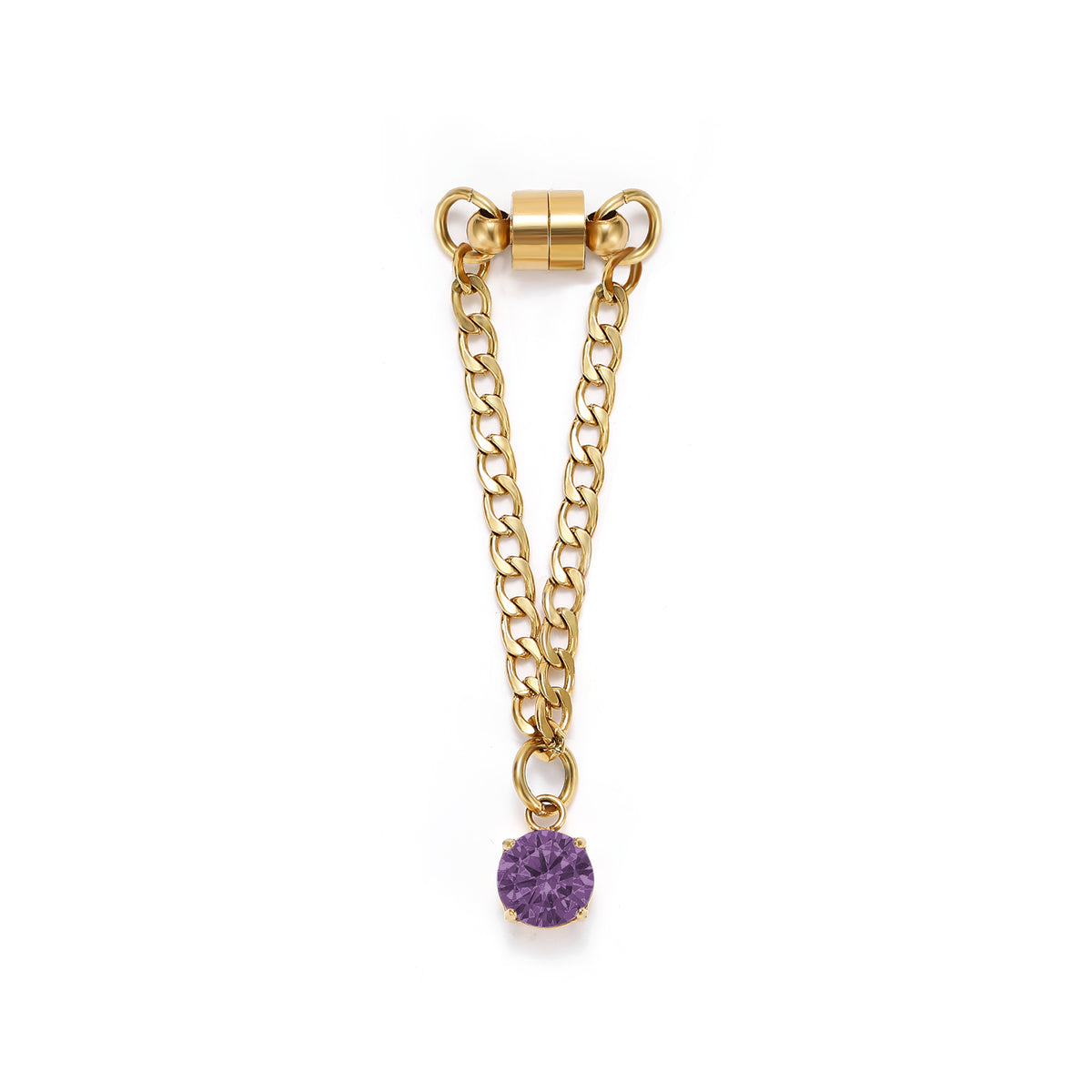 Weinglas-Charm Amethystviolett in Gold – Glasmarker aus Edelstahl 304 mit Magnetverschluss von Tablemuse