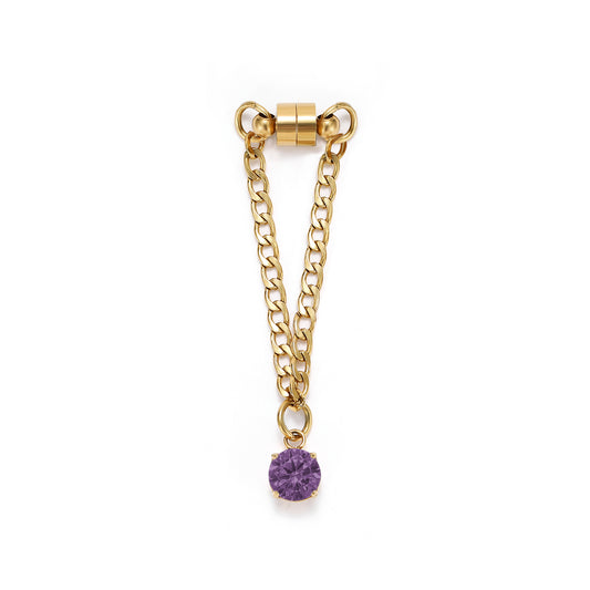 Weinglas-Charm Amethystviolett in Gold – Glasmarker aus Edelstahl 304 mit Magnetverschluss von Tablemuse