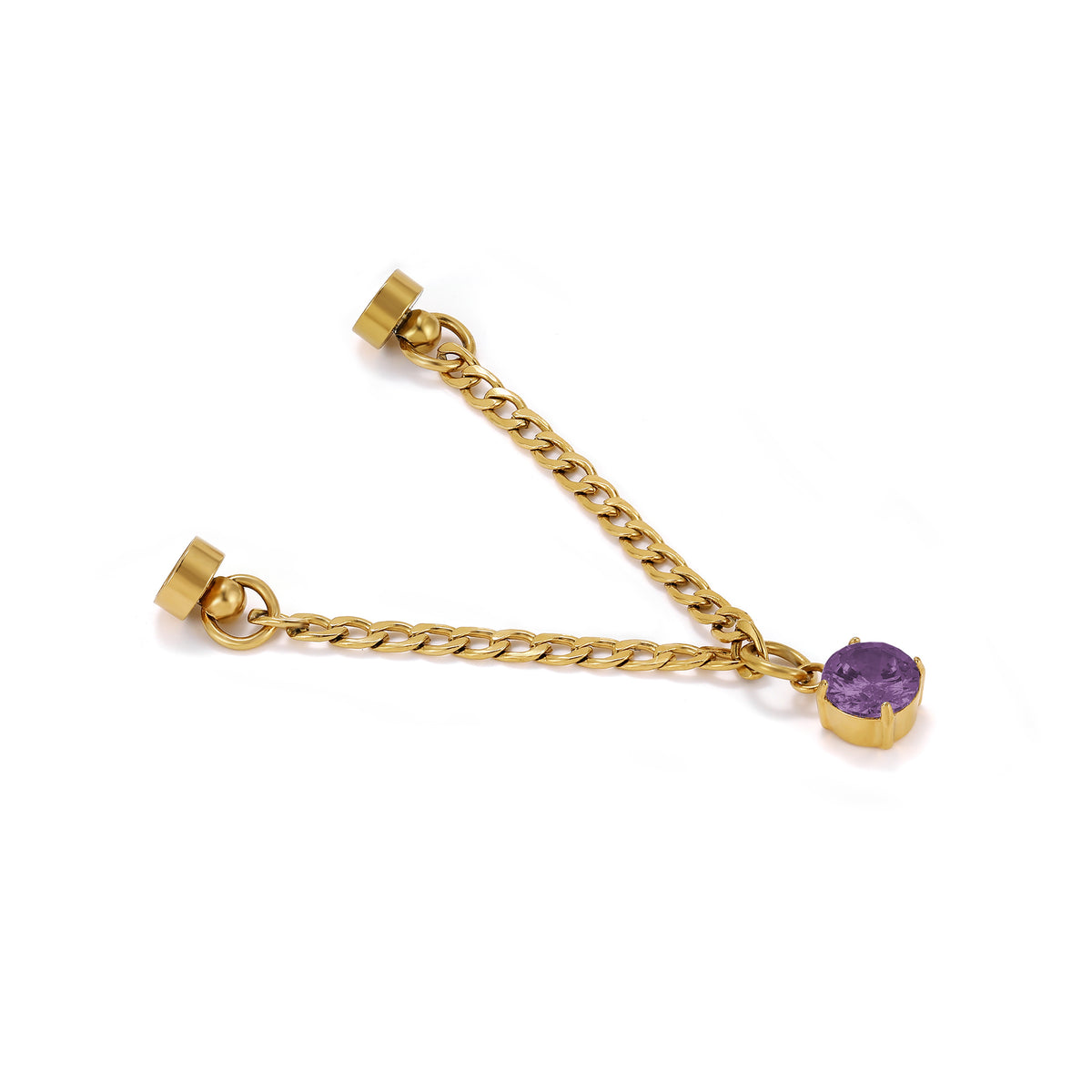 Weinglas-Charm Amethystviolett in Gold, mit geöffnetem Magnetverschluss – Glasmarker aus Edelstahl 304 mit Magnetverschluss von Tablemuse