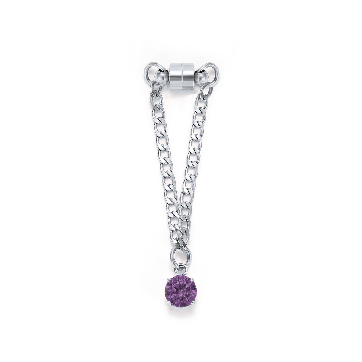 Weinglas-Charm Amethystviolett in Silber – Glasmarker aus Edelstahl 304 mit Magnetverschluss von Tablemuse
