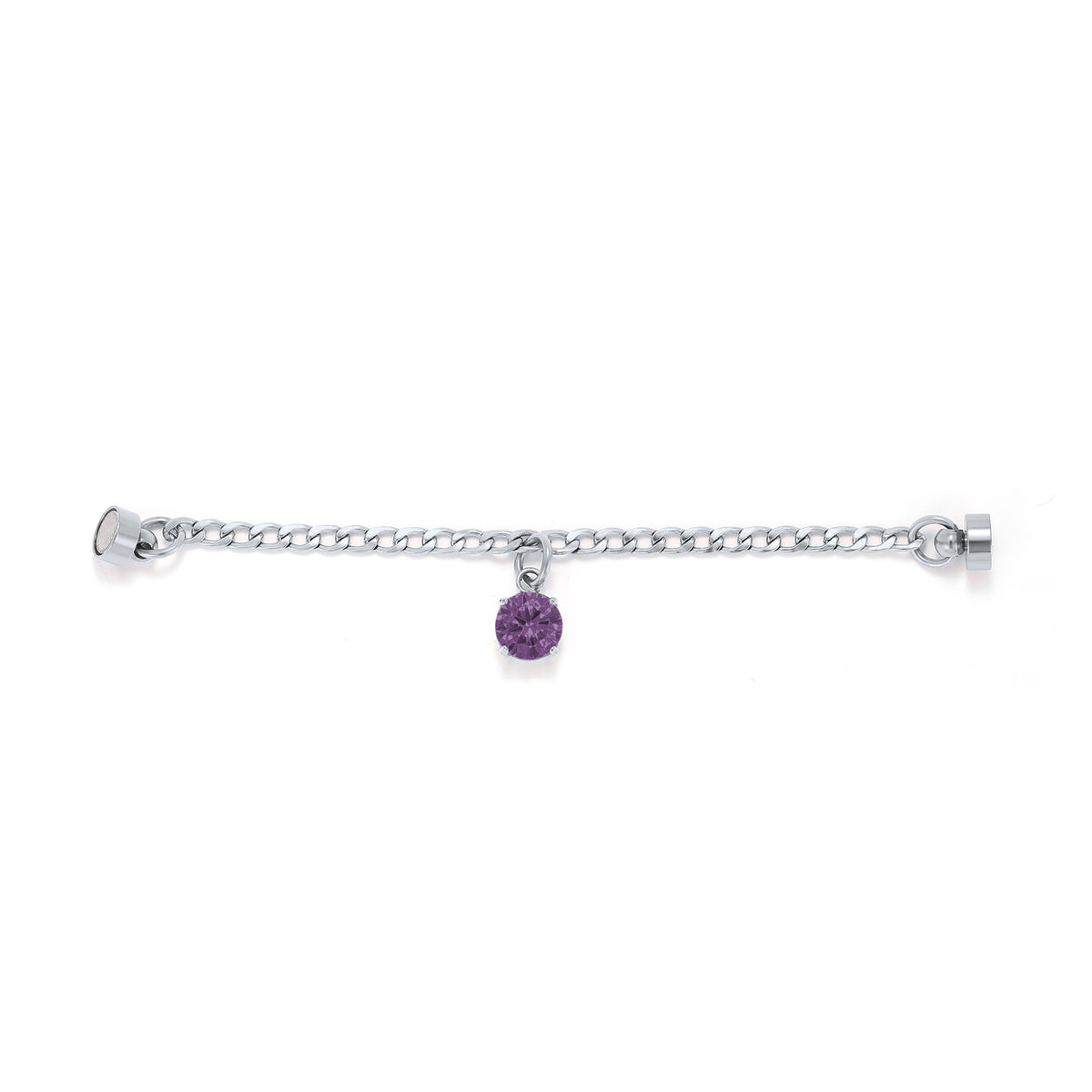 Weinglas-Charm Amethystviolett in Silber, flach liegend – Glasmarker aus Edelstahl 304 mit Magnetverschluss von Tablemuse