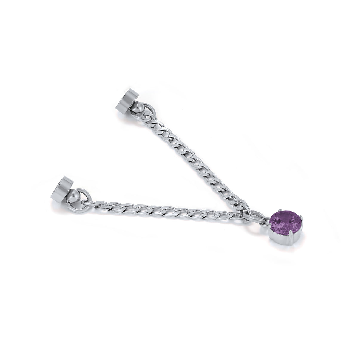 Weinglas-Charm Amethystviolett in Silber, mit geöffnetem Magnetverschluss – Glasmarker aus Edelstahl 304 mit Magnetverschluss von Tablemuse