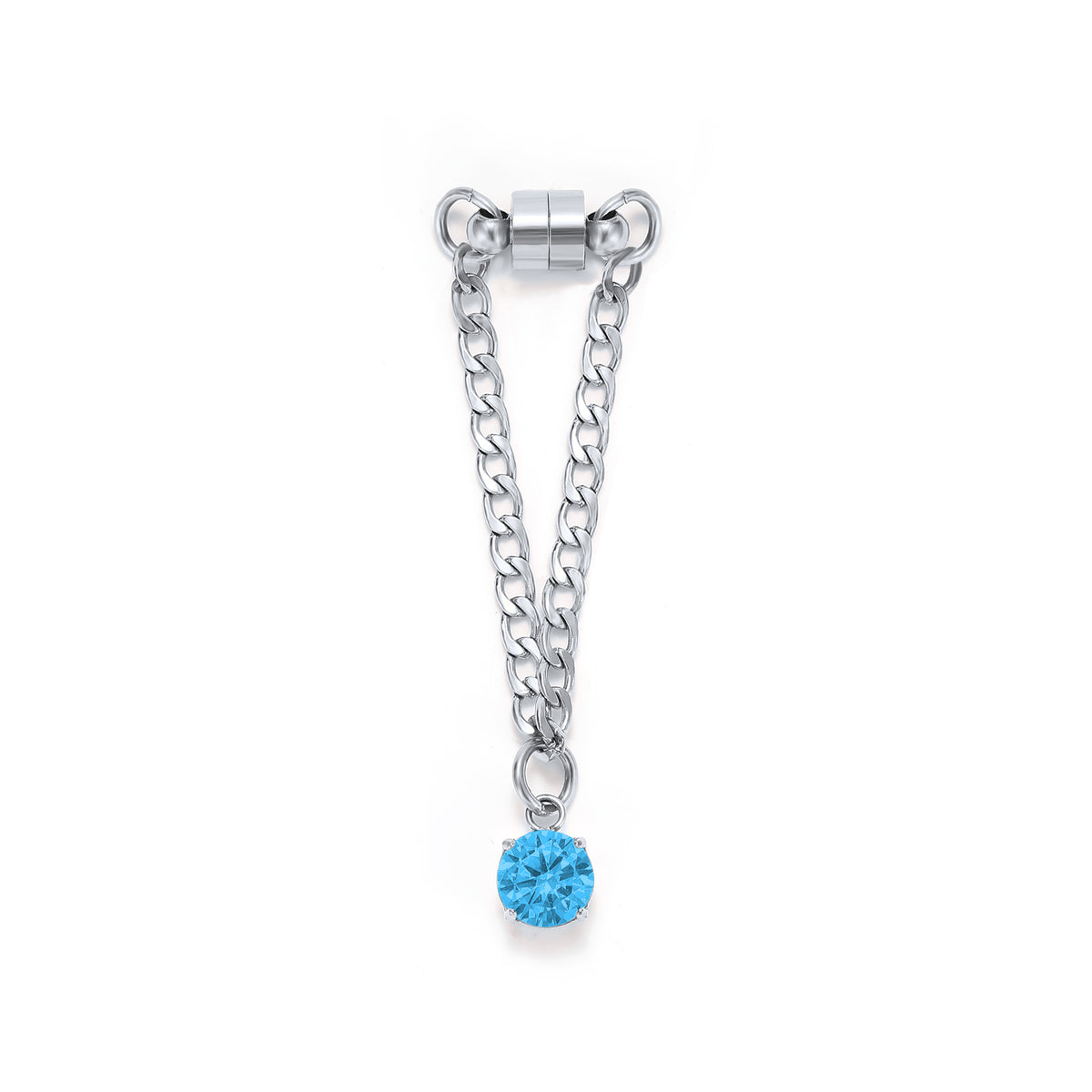 Weinglas-Charm Himmelblau in Silber – Glasmarker aus Edelstahl 304 mit Magnetverschluss von Tablemuse