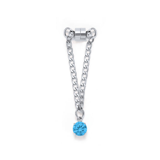 Weinglas-Charm Himmelblau in Silber – Glasmarker aus Edelstahl 304 mit Magnetverschluss von Tablemuse