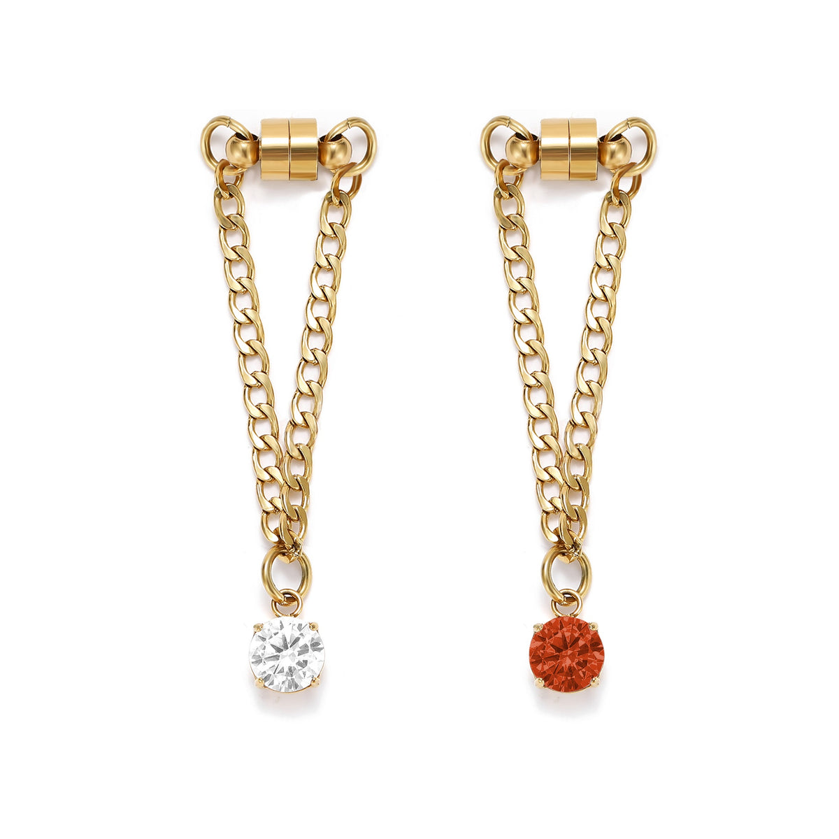Weinglas-Charm Set „Klassik“ mit zwei Glasmarkern in Gold – Kristallsteine an Gliederkette mit Magnetverschluss von Tablemuse