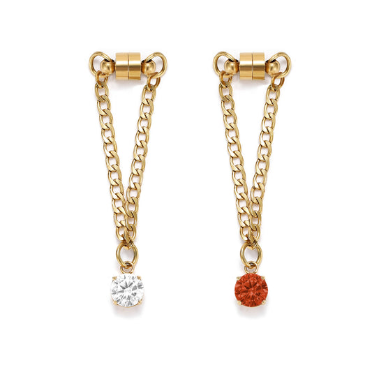 Weinglas-Charm Set „Klassik“ mit zwei Glasmarkern in Gold – Kristallsteine an Gliederkette mit Magnetverschluss von Tablemuse