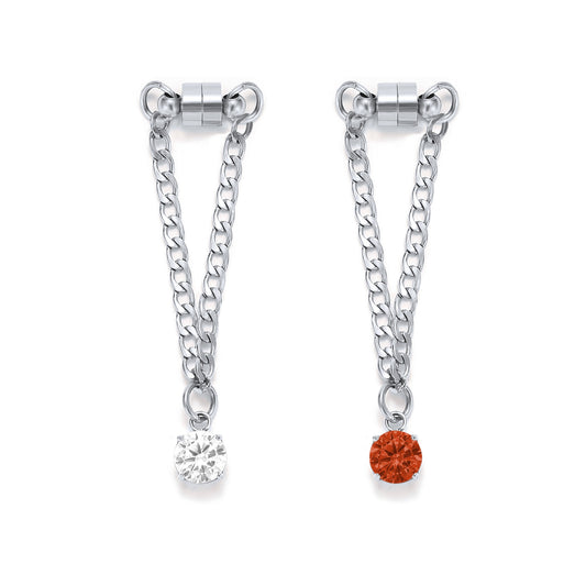 Weinglas-Charm Set „Klassik“ mit zwei Glasmarkern in Silber – Kristallsteine an Gliederkette mit Magnetverschluss von Tablemuse