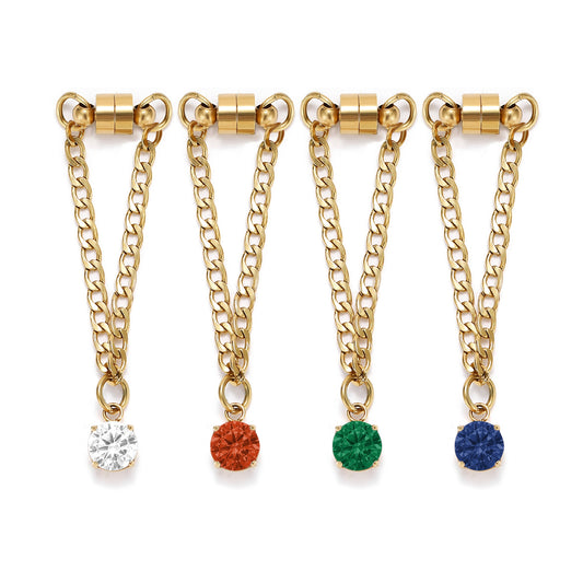 Weinglas-Charm Set „Klassik“ mit vier Glasmarkern in Gold – Kristallsteine an Gliederkette mit Magnetverschluss von Tablemuse
