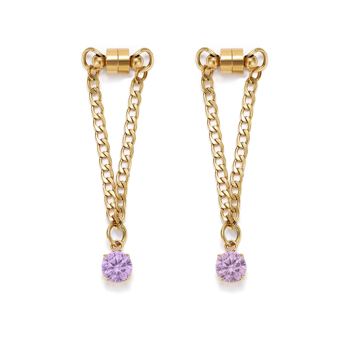 Weinglas-Charm Set „Pastell“ mit zwei Glasmarkern in Gold – Kristallsteine an Gliederkette mit Magnetverschluss von Tablemuse
