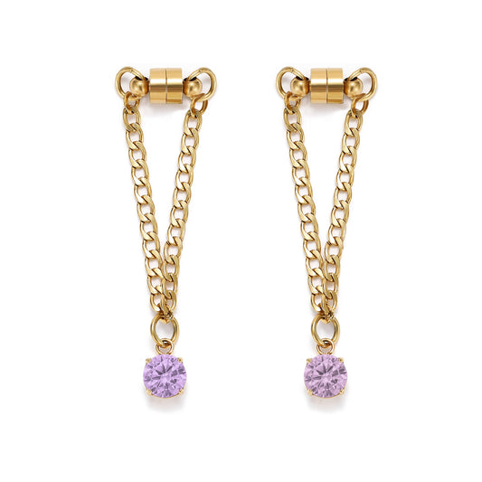 Weinglas-Charm Set „Pastell“ mit zwei Glasmarkern in Gold – Kristallsteine an Gliederkette mit Magnetverschluss von Tablemuse