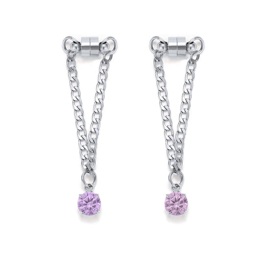 Weinglas-Charm Set „Pastell“ mit zwei Glasmarkern in Silber – Kristallsteine an Gliederkette mit Magnetverschluss von Tablemuse