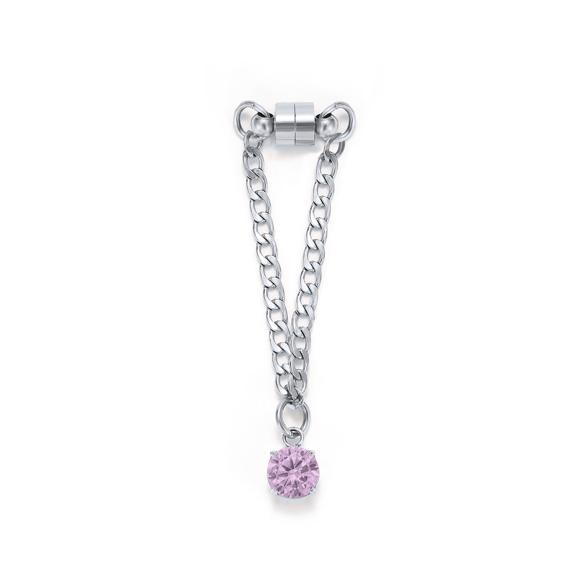 Weinglas-Charm Pastellrosa in Silber – Glasmarker aus Edelstahl 304 mit Magnetverschluss von Tablemuse