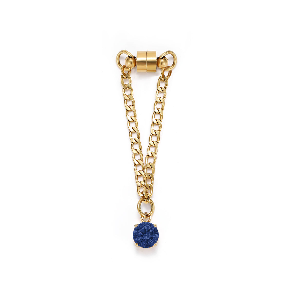 Weinglas-Charm Tiefblau in Gold – Glasmarker aus Edelstahl 304 mit Magnetverschluss von Tablemuse