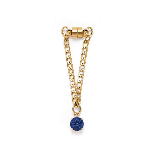 Weinglas-Charm Tiefblau in Gold – Glasmarker aus Edelstahl 304 mit Magnetverschluss von Tablemuse